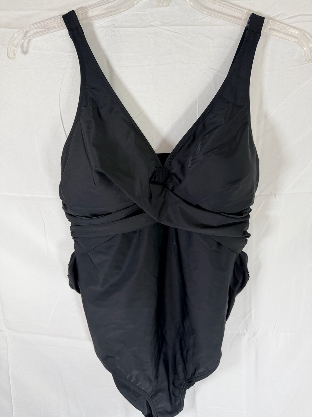 Black Twist-Front One-Piece Swimsuit